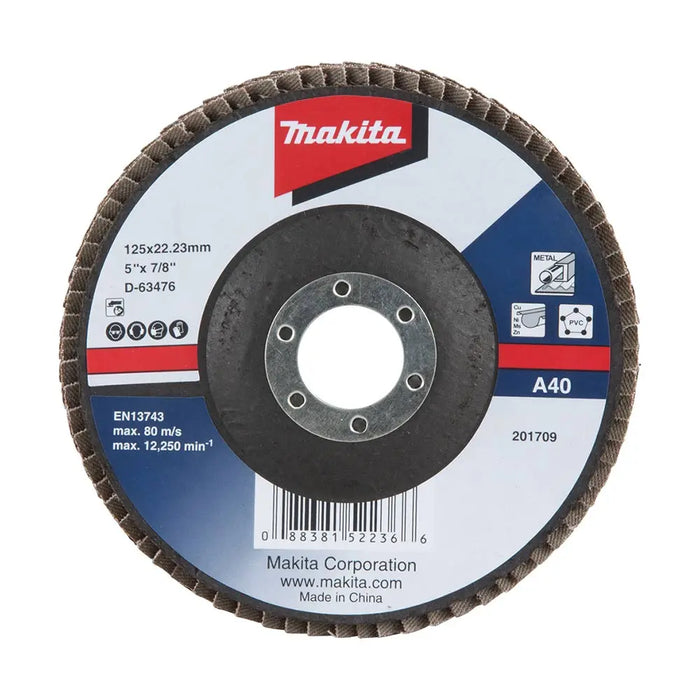 MAKITA 125mm Economy Flap Disc 40# Aluminium Oxide - D-63476