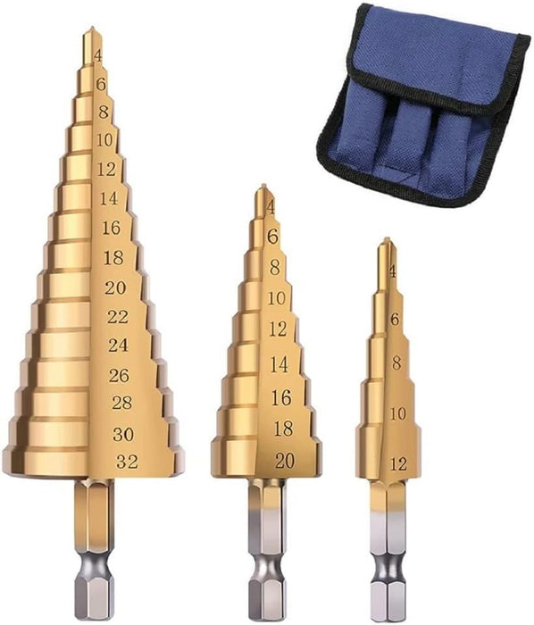 Am-Tech 3-Piece HSS Step Drill Bit Set 1/4" Hex Drive - F0790