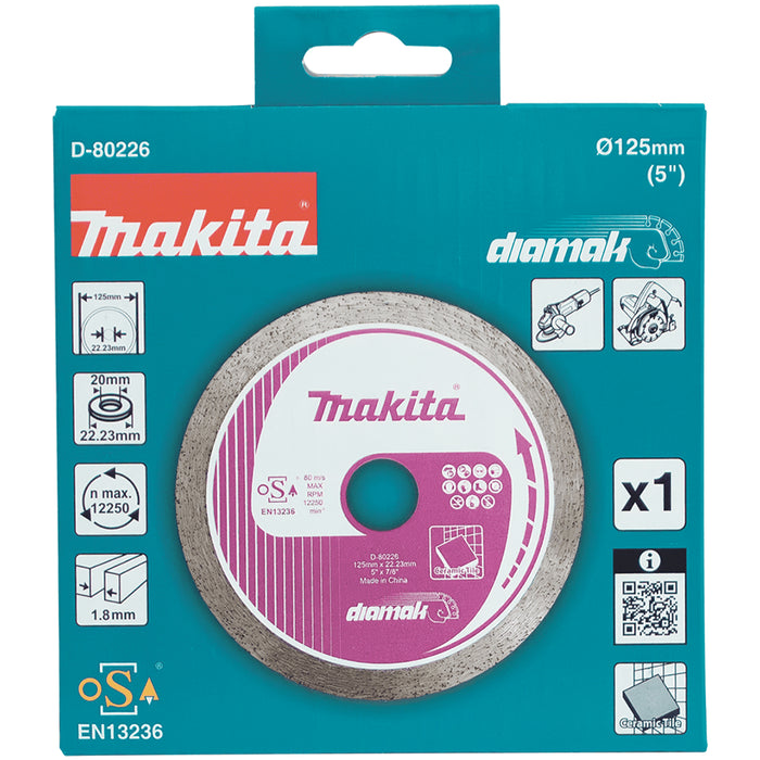 Makita 125mm (5") DIAMAK Continuous Rim Diamond Blade - D-80226