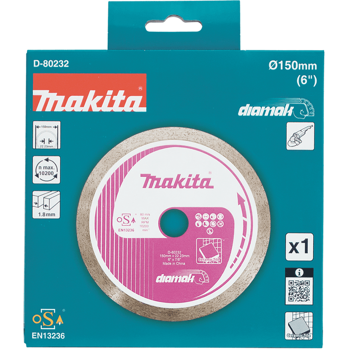 Makita 150mm (6") DIAMAK Continuous Rim Diamond Blade - D-80232