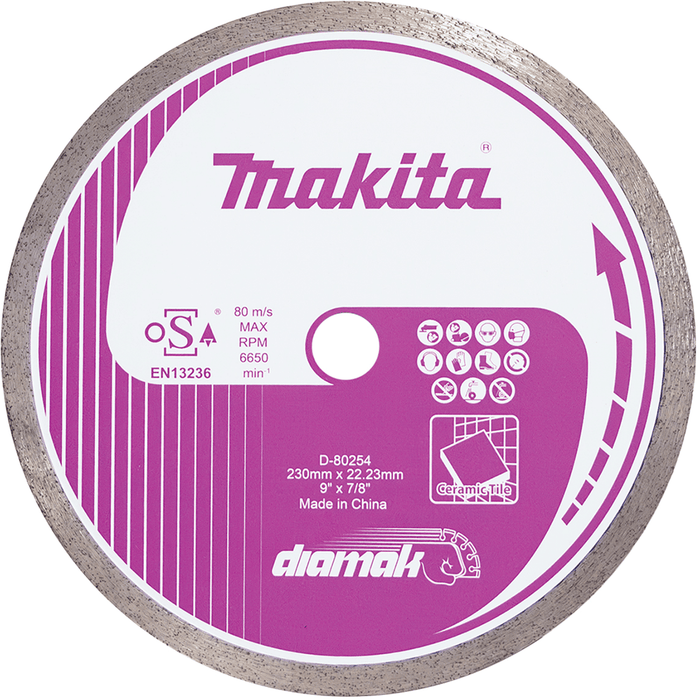 Makita 230mm (9") DIAMAK Continuous Rim Diamond Blade - D-80254