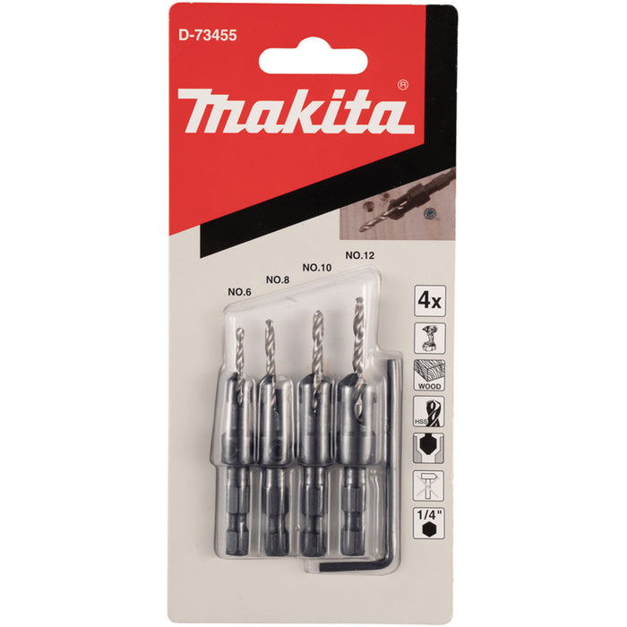Makita 4 Piece Assorted Drill & Countersink Bit Set - D-73455