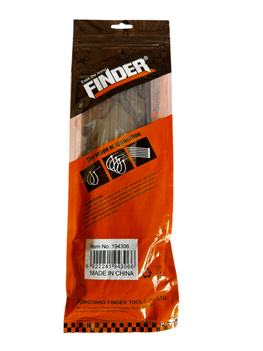 4.8mm x 300mm Black Finder Nylon Cable Zip Ties