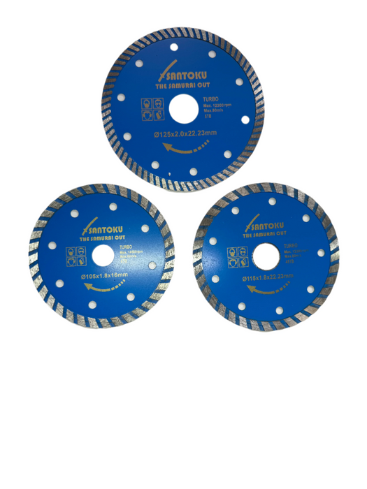 Santoku Pro Cut Turbo Diamond Blade 3 Pcs Set (4" , 4.5" , 5")