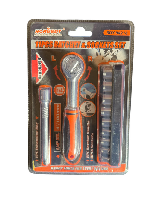 Horusdy 11pcs Ratchet & Sockets Set - 5mm to 13mm