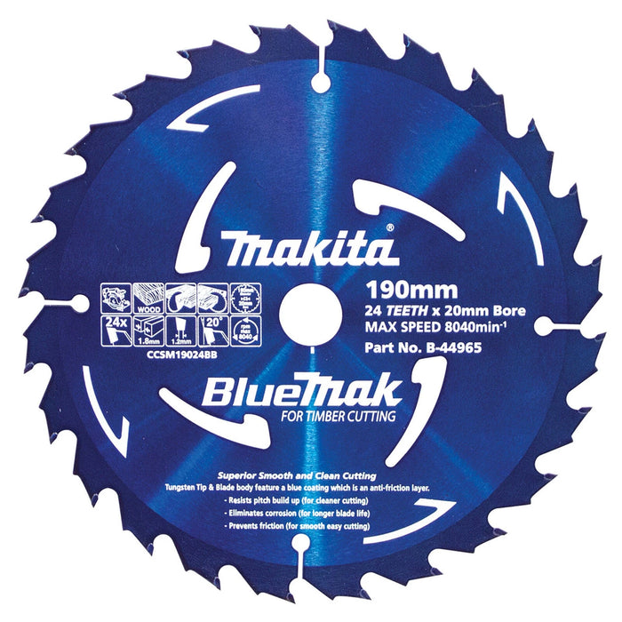 Makita 190mm 24T Bluemark Circ Saw Blade - B-44965