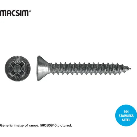 Macsim 10g x 11/2 CSK X 304 STAINLESS STEEL SCREW
