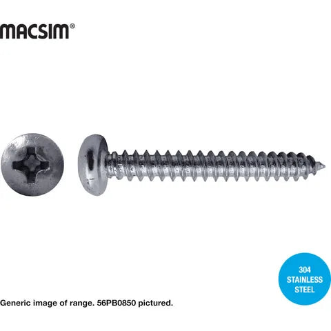 Macsim 10g x 1/2 PAN X 304 STAINLESS Steel Screw