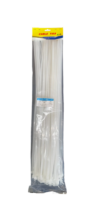 4.8mm x 450mm White Nylon Cable Zip Ties