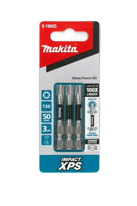 Makita Impact XPS T30 x 50mm Power Bits - 3 Pack - E-18605