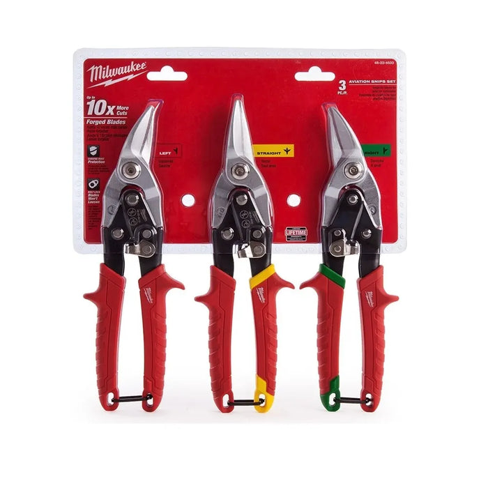 MILWAUKEE 3 Piece Aviation Tin Snip Set - 48224533