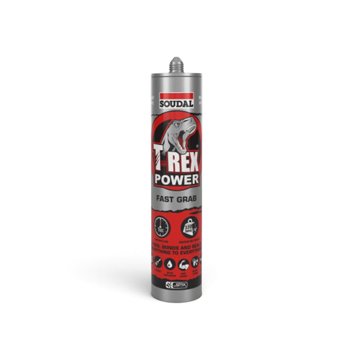 Soudal T-Rex Power Fast Grab 290ml SMX® Polymer Sealant Adhesive Quick - JET BLACK 124435