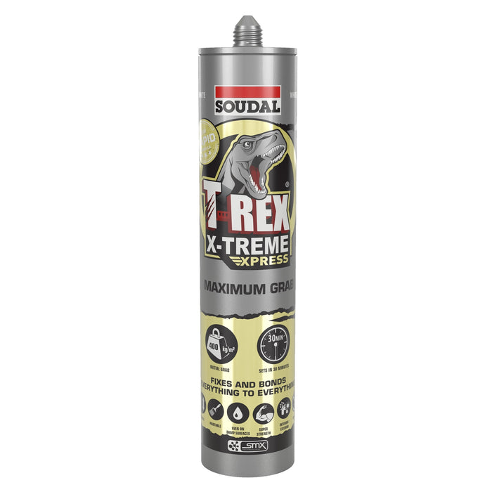 Soudal 134841 T-Rex Power X-Treme Tack, Power Grab 280ml SMX® Polymer Sealant Adhesive White