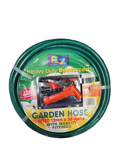12mm x 30 metre Heavy Duty Reinforced Garden Hose Fitted - 05P30F
