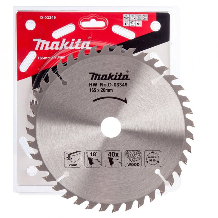 Makita  Circular Saw Blade 165 X 20 40 Teeth - Suits DSS611 DSS610 DHS680 - D-03349