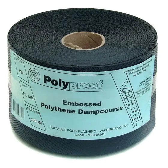 Polyproof Polythene Dampcourse Black 110mm x 30m x 500um - 70156
