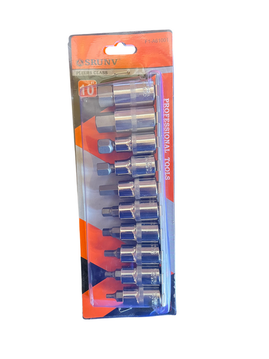 1/2" Drive Hex Bit 10PC Socket Set (H4 to H19)