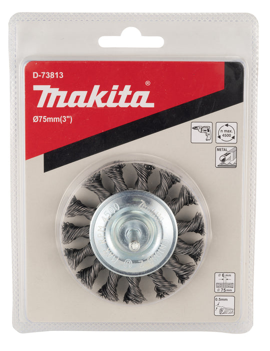 Makita 75mm Knotted Wire Wheel Brush - D-73813
