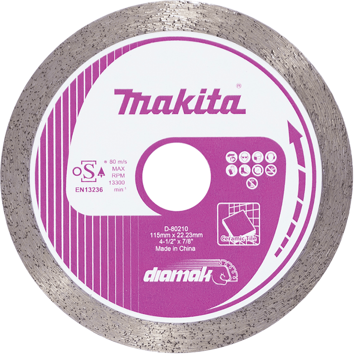 Makita 115mm (4-1/2") DIAMAK Continuous Rim Diamond Blade - D-80210