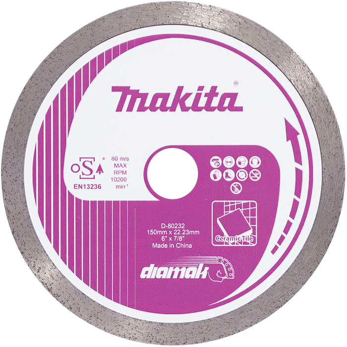 Makita 150mm (6") DIAMAK Continuous Rim Diamond Blade - D-80232