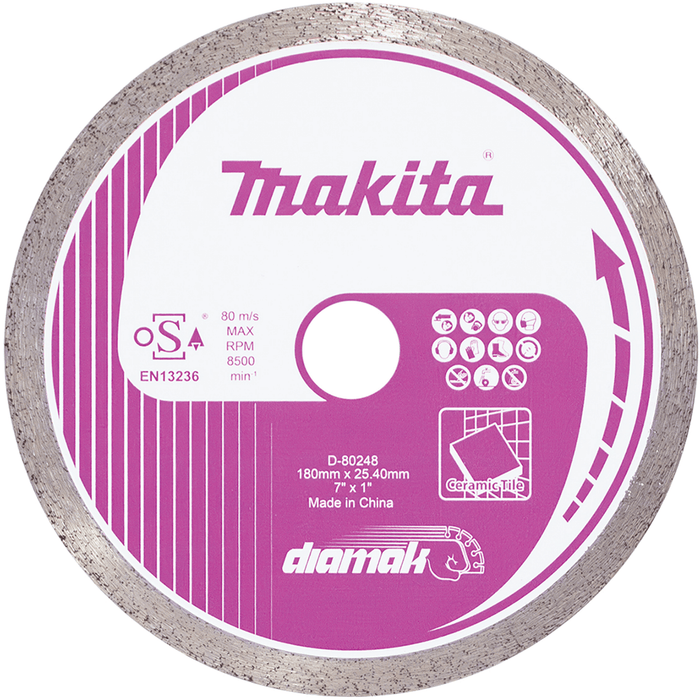 Makita 180mm (7") DIAMAK Continuous Rim Diamond Blade - D-80248