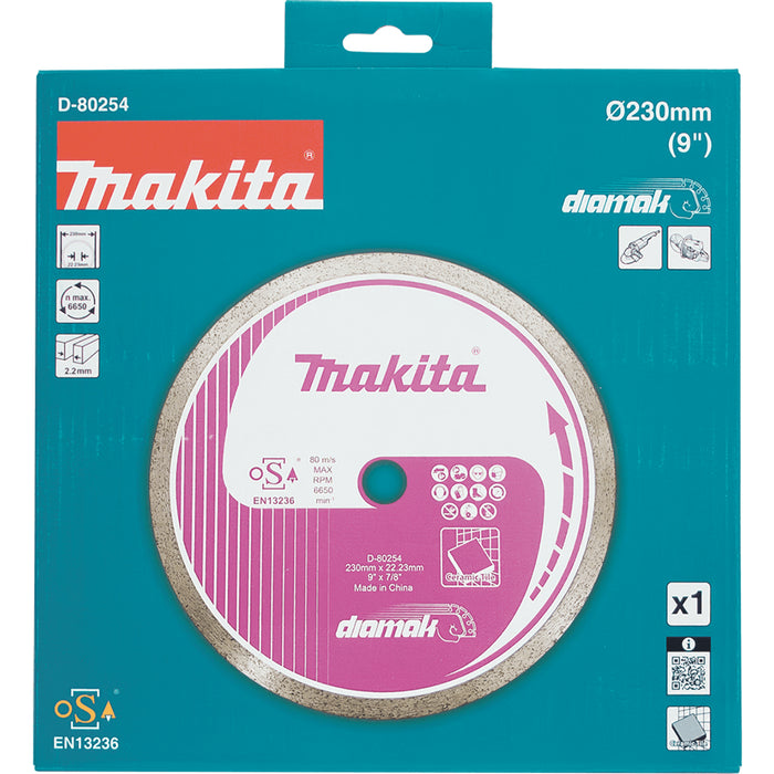 Makita 230mm (9") DIAMAK Continuous Rim Diamond Blade - D-80254