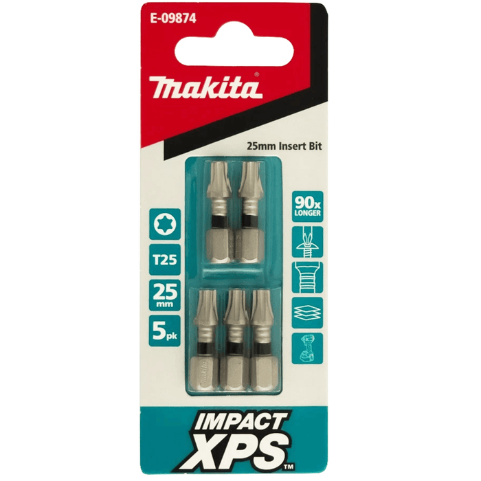 Makita Impact XPS T25 x 25mm Insert Bits - 5 Pack - E-09874