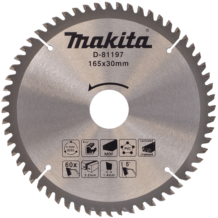 Makita 165mm (6-1/2") x 60T TCT Multi Cut Circular Saw Blade - D-81197