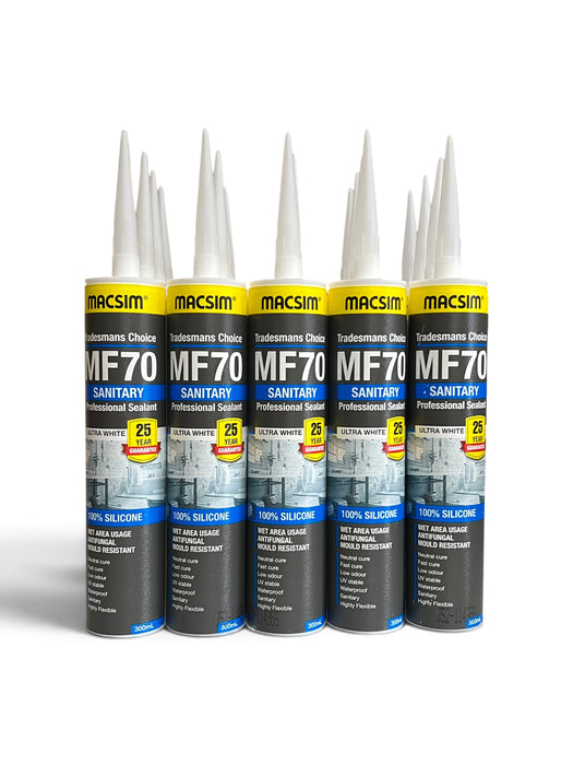 MACSIM 20pcs - MF70 Sanitary Professional Sealant 100% Silicone Ultra White 300ml - 53TSW