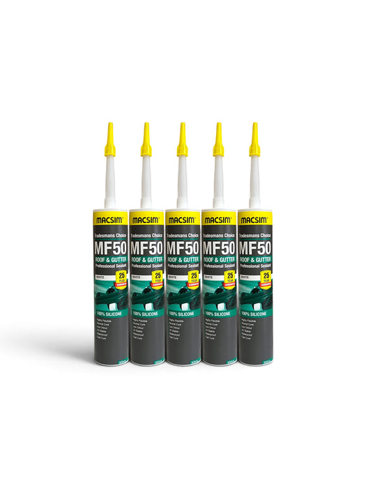 Macsim 20pcs - MF50 Roof & Gutter Professional Sealant 100% Silicone White 300ml - 53TRGW