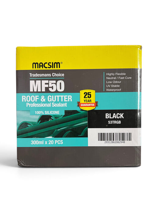 Macsim MF50 - 20pcs Roof & Gutter Sealant 100% Silicone Black 300ml - 53TRGB