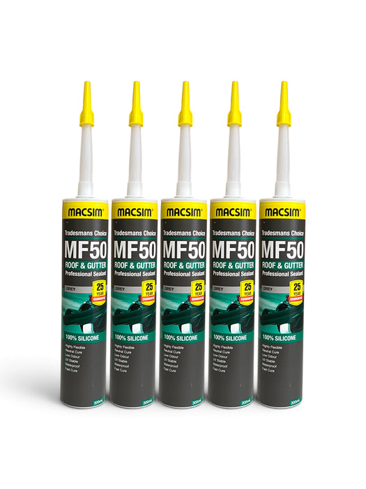 Macsim MF50 - 20pcs Roof & Gutter Sealant - 100% Silicone Grey 300ml - 53TRGG