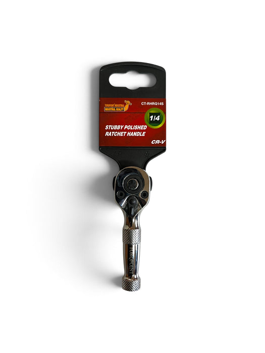 1/4" Torqpoint Industrial Stubby Polished Ratchet Handle - CT-RHRQ14S