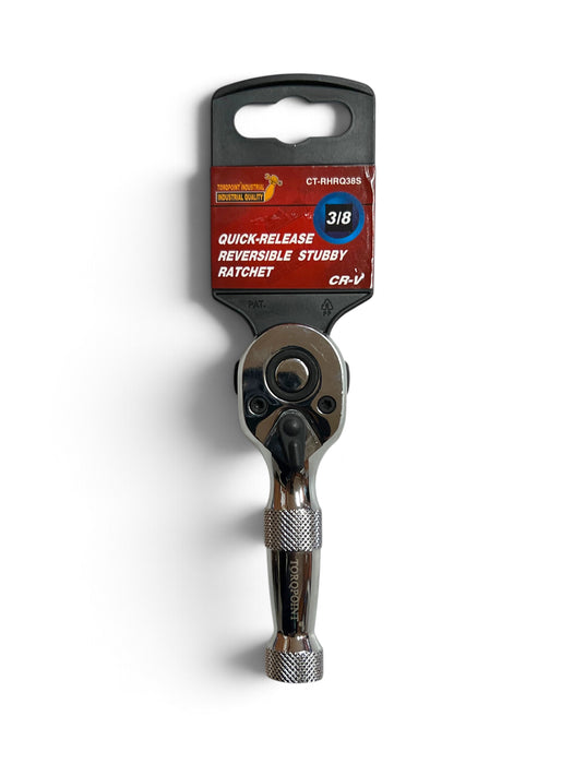3/8" Torqpoint Industrial Quick-Release Reversible Stubby Ratchet - CT-RHRQ38S