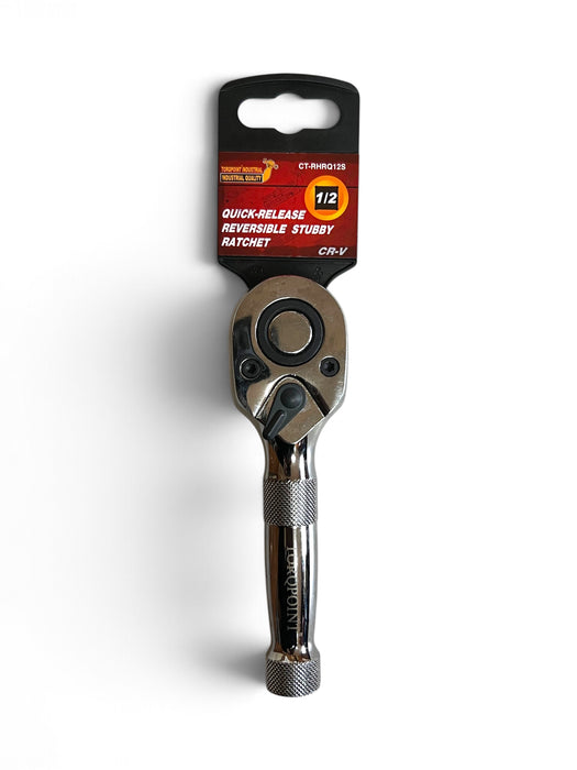 1/2" Torqpoint Industrial Quick-Release Reversible Stubby Ratchet - CT-RHRQ12S