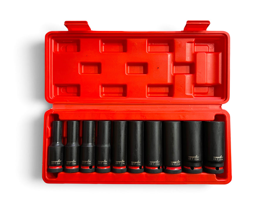 Torqpoint 10-Piece 1/2" Drive Metric Deep Impact Socket Set - BST-X001