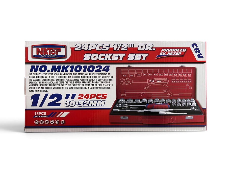 NKTOP 24-Piece 1/2" Drive Socket Set - MK101024