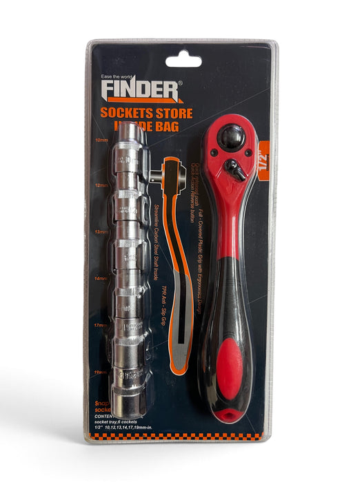 FINDER 1/2" Drive Ratchet and Socket Set with Storage Bag - FINDER12