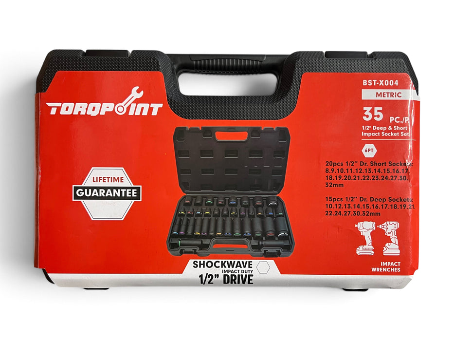 Torqpoint 35-Piece 1/2" Drive Deep and Short Impact Socket Set - BST-X004