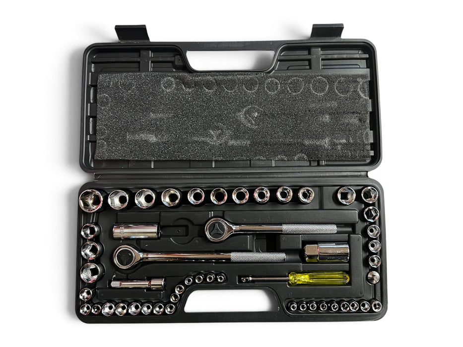 GripWell 52-Piece 1/4", 3/8", and 1/2" Drive Socket Wrench Set - PA41097