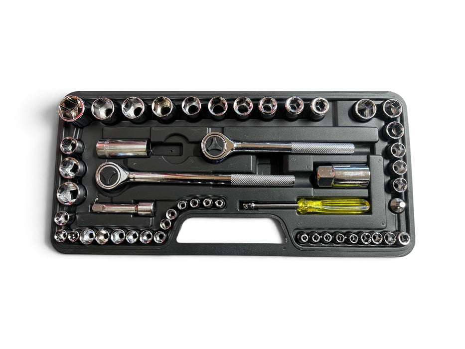 GripWell 52-Piece 1/4", 3/8", and 1/2" Drive Socket Wrench Set - PA41097