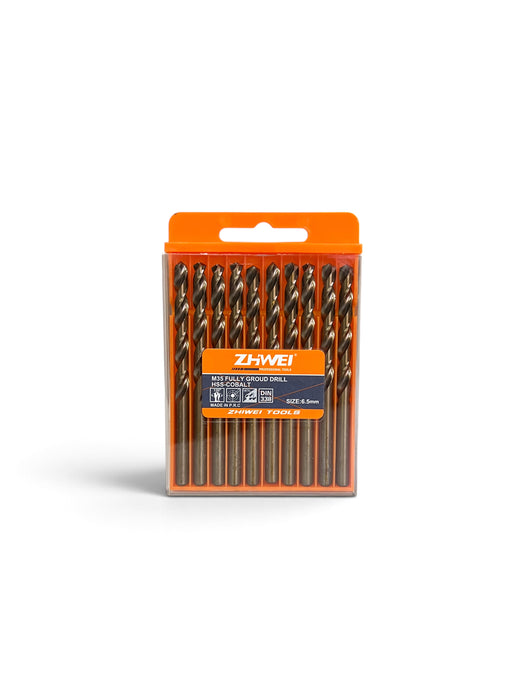 ZHWEI M35 Fully Ground HSS-Cobalt Twist Drill Bit Set (6.5 mm) - ZHDM35