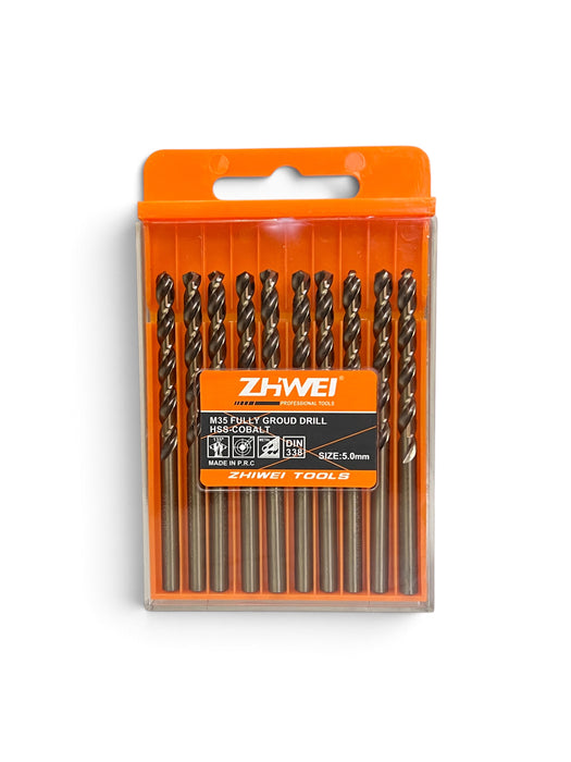 ZHWEI M35 Fully Ground HSS-Cobalt Twist Drill Bit Set 5.0 mm - ZMD358