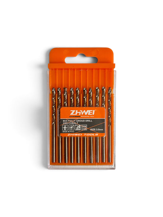 ZHWEI M35 Fully Ground HSS-Cobalt Twist Drill Bit Set 3.0 mm - ZMD3515