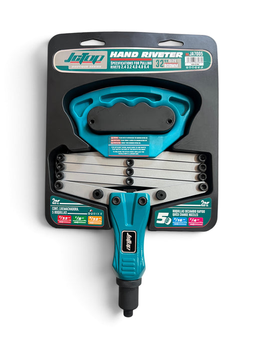JCTOP 32 Inch Hand Riveter wit 5 interchangeable nozzles/boquillas  - JA7005