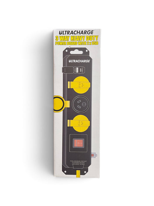 Ultracharge 3 Way Heavy Duty Power Board with 2 x USB - UR100/3UHD