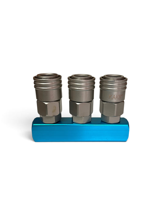 3-Way Air Line Manifold Block with Female Quick-Release Couplers - ABF35