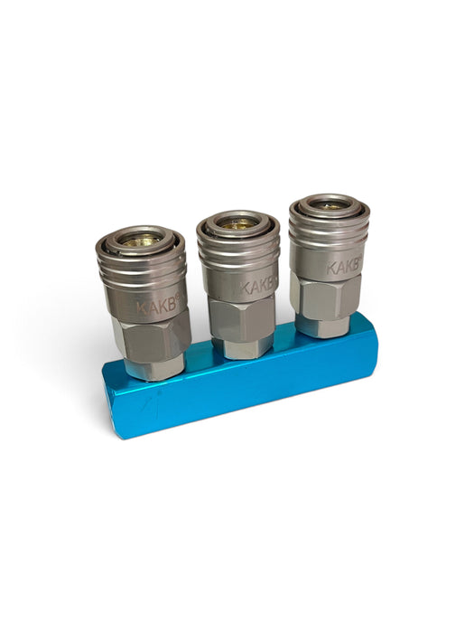 3-Way Air Line Manifold Block with Female Quick-Release Couplers - ABF35