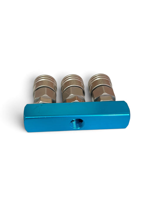 3-Way Air Line Manifold Block with Female Quick-Release Couplers - ABF35