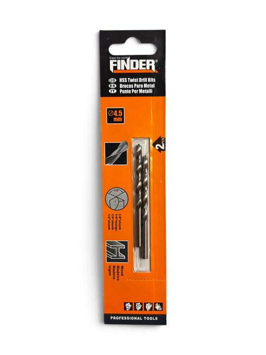 Finder HSS Twist Drill Bit 4.5mm (2 Pack) - FIND45